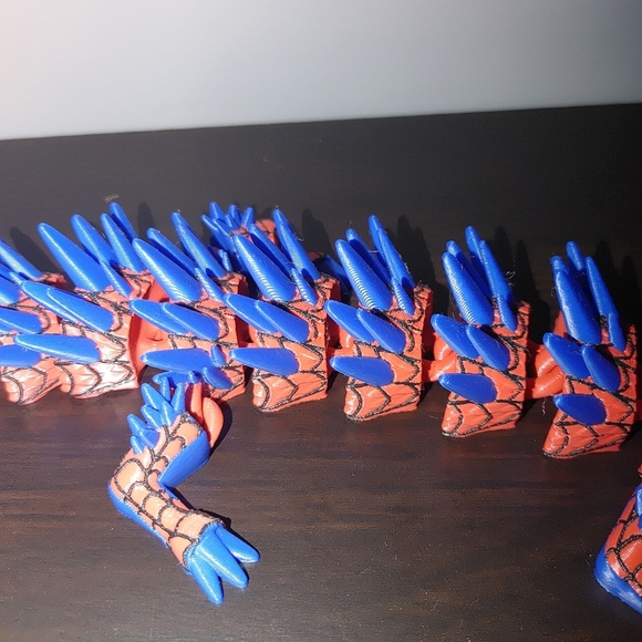 Spiderman 3D Printed Blue and Red Dragon, 17 Inches Long - Picture 4 of 5